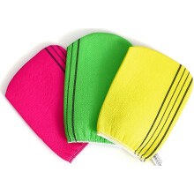 Exfoliating Bath Gloves Korean Scrub Mitt for Shower Dead Skin Removal 3pcs MultiColor Set