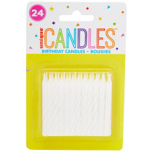 Unique Party 1905WC - Striped White Birthday Candles, Pack of 24,6 centimeters