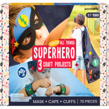 jackinthebox Superhero DIY Dress up Art and Craft Kit | Make a Cape, Mask and Cuffs | Best Gift for Boys Ages 5 6 7 8 Years | 3 Craft Projects in 1 B