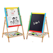 FB FunkyBuys 69cm Kids Easel Double Sided with Magnetic Whiteboard & Chalk Board for Kids, 54pc Magnetic Letters and Numbers for Children, Coloured C