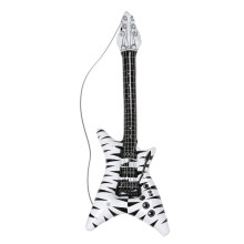 WIDMANN 04814 - Inflatable Guitar Rockstar Zebra With Strap, Adult Unisex, Length 95 cm, Pop Star, Punk, Musicians, Carnival, Theme Parties