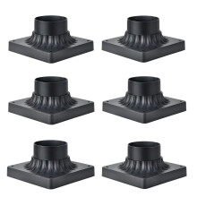 Outdoor Post Light Base 6 Pack Cast Aluminum Pier Mount for Deck Porch Patio WeatherResistant Black