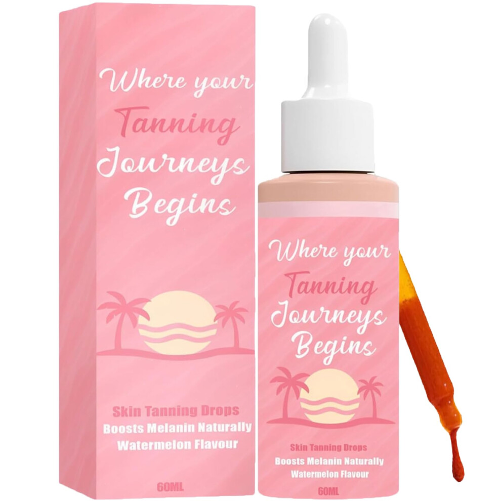 Sunless Tanning Drops to Drink for Face and Body, Watermelon Flavor Oral Bronzing Moisturizer