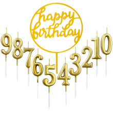 10pcs Number 0-9 Birthday Numeral Cake Candles + 1pcs Letter Happy Birthday Glitter Cake Topper Decoration Cake Number Digital Candles for Birthday P