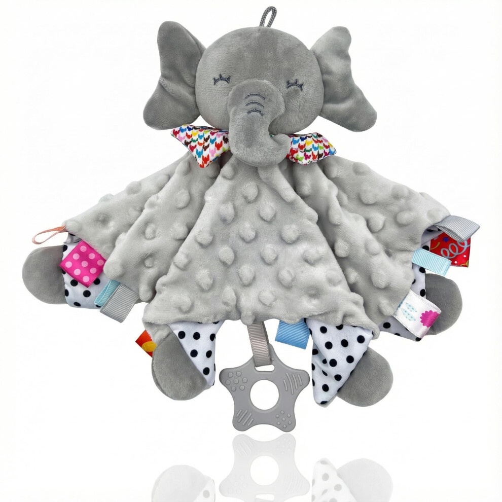 Unmot Baby Comforters Blanket,Baby Comforters Newborn Soft Touch Tag Blankets Elephant Soft Comforter Baby Sleeping Toy With Taggies Teether Soft Ele