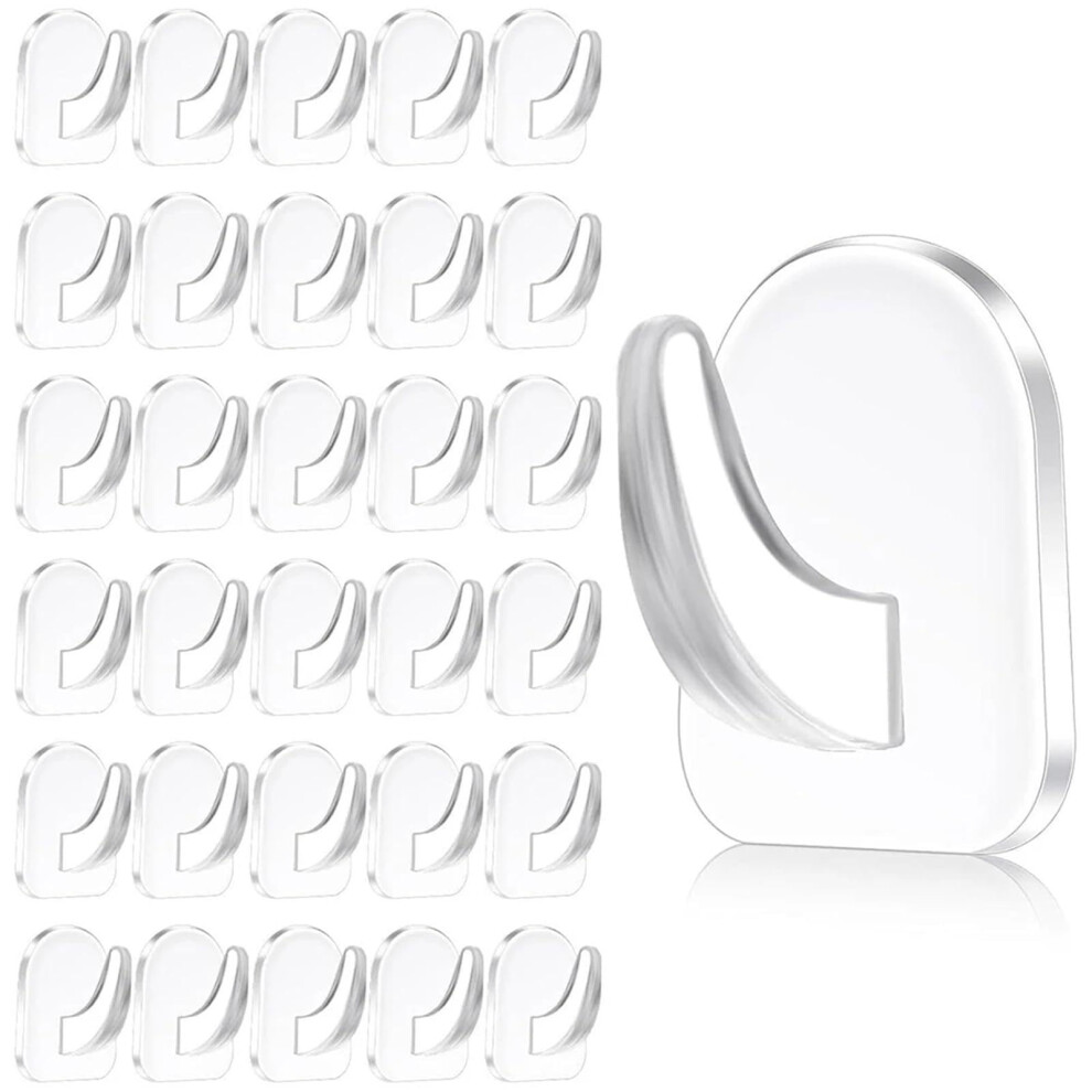 Adhesive Wall Hooks 30Pcs Transparent Acrylic No Drill Heavy Duty Bathroom Decor Hold 9070919982156