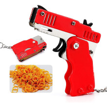 mciskin Mini Metal Burst Collapsible Rubber Band Gun Toy,With 60pcs Safe Portable Rubber Band Children's Toy,Portable Shooting Game Outdoor Indoor Ac