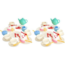 Casdon 36-Piece Tea Set. Colourful Toy Playset with Teapot, Milk Jug, Cups and Saucers, Cake, and More. Suitable for Preschool Toys. Playset for Chil
