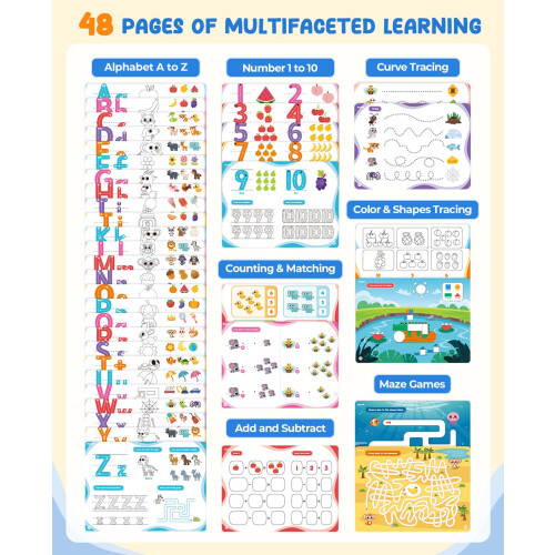 JoyCat Wipe Clean Handwriting Practice Book, 48 Reusable Pages 1