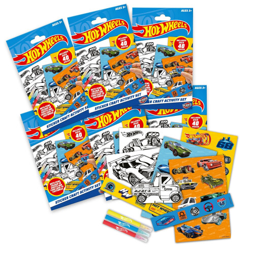 Hot Wheels Licenced Sticker Craft Activity Set, 40 Pieces, Age 3+ - 6 Pack
