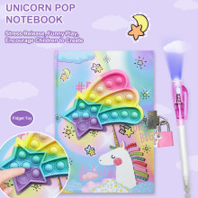 Pop Secret Diary for Girls with Invisible Pen, 7.5x5.4 Inch 160 Pages Unicorn Fidget Girls Diary with Lock & Invisible Ink Double-end Pen Kids Notebo