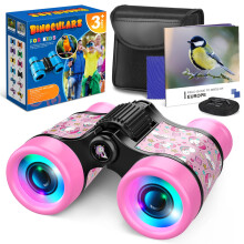 Dromlag Unicorn Kids Binoculars, 4x30, Foldable, Educational Learning, Outdoor Garden Toys for Bird Watching Hiking Camping, Girls Toys for 3-9 Year