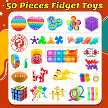 Chennyfun 50PCS Fidget Toys Pack, Sensory Fidget Toys Set, Stress Anxiety Relief Fidget Toy for ADHD Autism, Party Favors Birthday Party Gifts For Ki