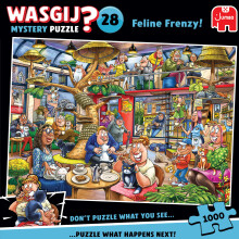 Wasgij Mystery 28, Feline Frenzy - Unique 1000 Piece Jigsaw Puzzles for Adults, Colourful, Challenging and Brainteasing, 1000 Pieces, 100% Recycled C