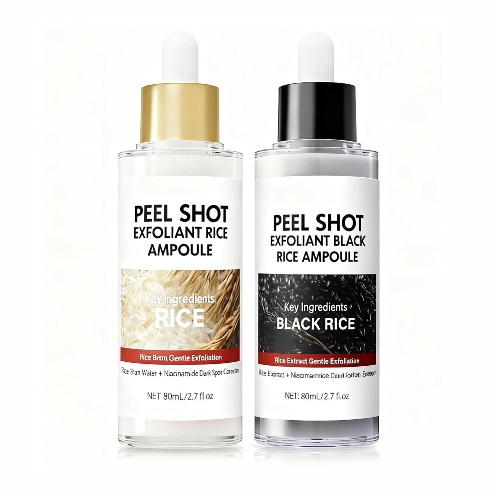 White/Black Rice Face Serum And Exfoliating Ampoule Duo With And Rice For Deep Pore Cleansing And Glow