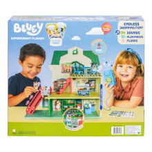 Bluey Supermarket Playset, 3 Different Levels With Exclusive Bluey and Bingo Figures. Includes Working Escalator, 24 Sounds and 15+ Play Pieces Plus