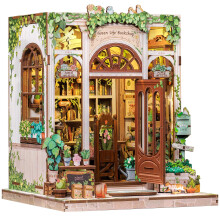 CUTEBEE DIY Book Nook Kit for Adults - 3D Wooden Dollhouse Diorama Model Building Craft, Miniture Bookshelf Decor Puzzle Gift for Women/Men (Green Li