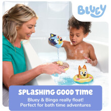 Toomies Bluey Bath Float 2 Pack | Pouring Cup Bluey and Bingo ToddlerBath Toys in Floating Pool Rings with Water Wheels | Officially Licensed BlueyTo
