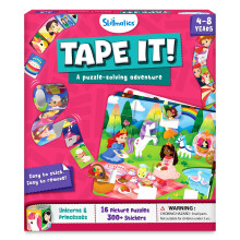 Skillmatics Puzzle Activity - Tape It Unicorn & Princess Sticker Puzzles, 300+ Easy-Tear Stickers, Art & Craft Kit, Fine Motor Skills & Travel Toy, G
