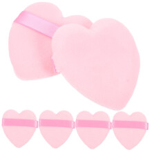 6pcs Makeup Powder Puff Set for Foundation and Loose Powder, Soft Velour, Reusable, Pink