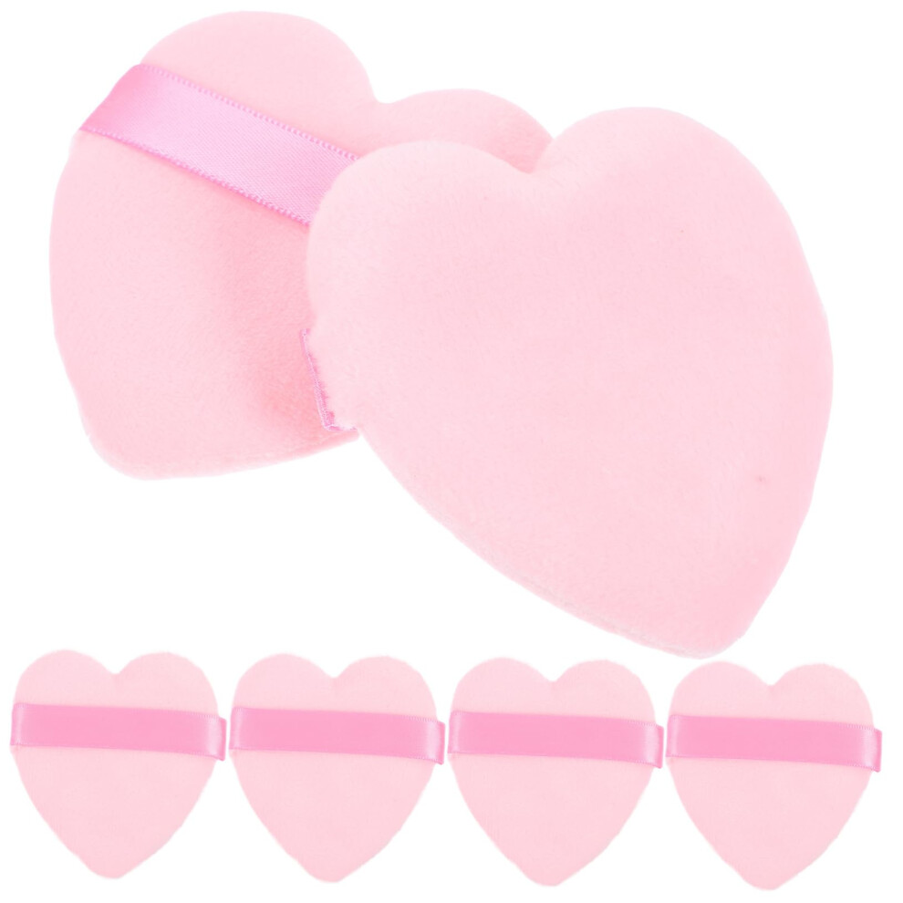 Pink 6Pcs Makeup Powder Puff Set For Foundation And Loose Powder, Soft Velour, Reusable,