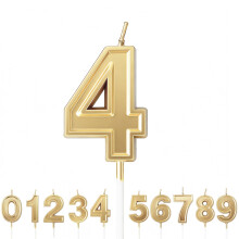 URAQT Number Candles 4, Birthday Cake Candles, Gold Glitter Birthday Number Candle, Suitable for Kids and Adults, Can Decorate Birthday Parties, Wedd