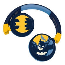 LEXIBOOK Batman, 2-in-1 Bluetooth Headphones Stereo Wireless Wired, Kids Safe, Foldable, Adjustable, Blue/Yellow, HPBT010BAT