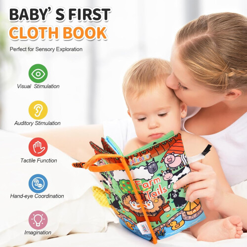 HECCEI Baby Book Crinkle Cloth Book for Sensory Development,0-12 Months 1