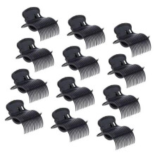 12pcs Hot Roller Clips Heat Resistant Hair Curler Claw Clips for Small to Jumbo Rollers Black Ref: 4682