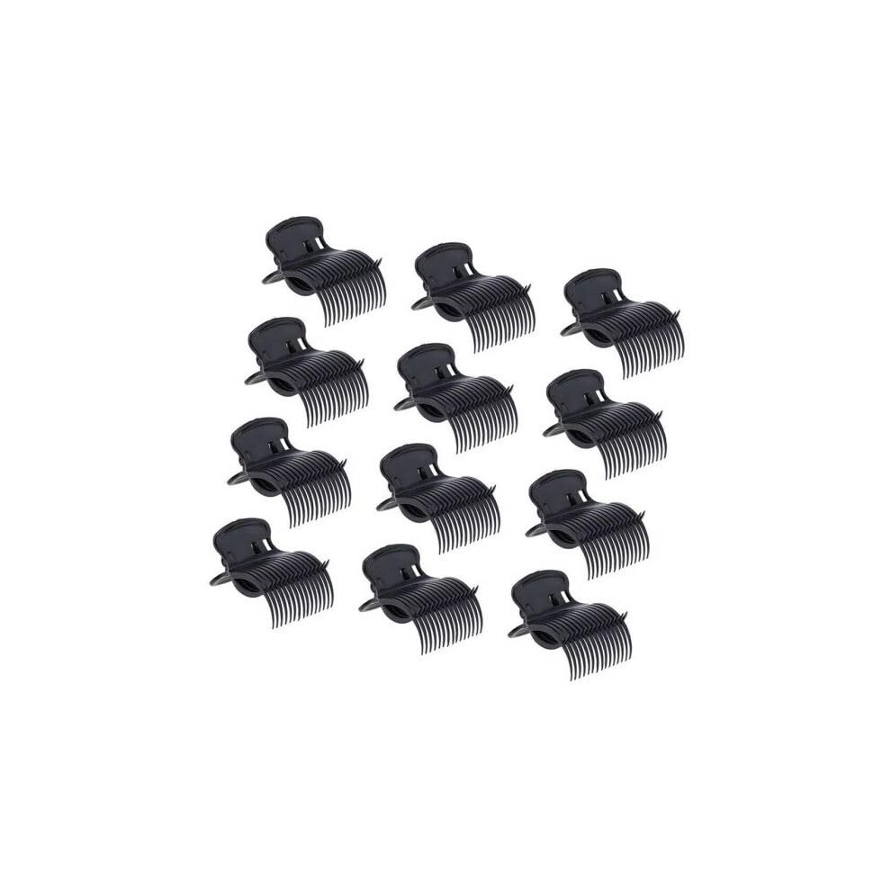 Black 12Pcs Hot Roller Clips Heat Resistant Hair Curler Claw Clips For Small To Jumbo Rollers Ref: 4682