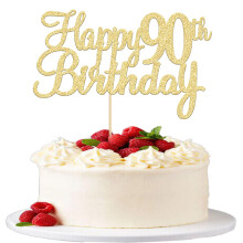 Gyufise 3Pcs Happy 90th Birthday Cake Topper Glitter 90th Birthday Cake Pick Cheers to 90 Years Old Ninety Fabulous Cake Decorations for 90th Birthda