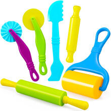 Jiosdo Dough Tools Sets, 6 Pcs Dough Tools and Cutters for Kids Toddlers, Plastic Accessories dough Set, Modeling Tools DIY Creation Educational Toy