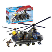 Playmobil 71149 City Action Tactical Police Twin-Prop Helicopter, highly detailed SWAT rescue helicopter with light and sound module, fun imaginative