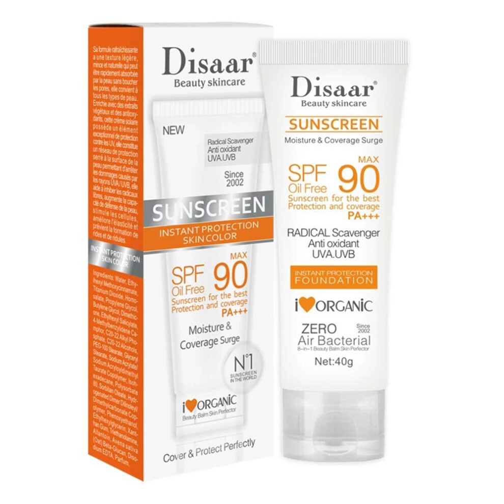 Sunscreen SPF 90 PA+++ Oil Sunblock with BroadSpectrum UVA/UVB Defense AntiAging 40g