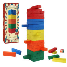 60PCS Wooden Blocks Stacking Board Games, Classic Tumbling Stacking Blocks Game for Kids and Families, Wood Colorful Balancing Blocks Montessori Toys