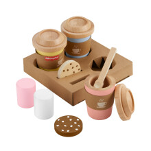 Fisher-Price Wood Pretend Play Toy Coffee To Go Café Set, 15-Piece Wooden Playset with Cups & Food for Preschool Kids Ages 3+ Years, HXT85