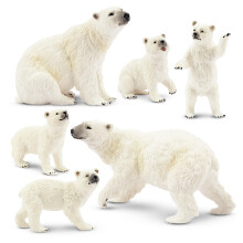 toymany 6PCS Polar Bear Figurines Toy with Polar Bear Cub, 3-11CM Realistic Plastic Arctic Animals Figures Family Set for Christmas Educational Toys