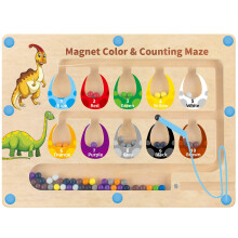 DQMOON Montessori Toys for 3 4 5 Year Old Boys Girls, Magnetic Color and Number Maze Wooden Toys for 3-5 Year Old, Kids Educational Toys for Boys Gir