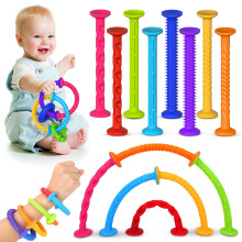 Baby Sensory Suction Bath Toys: 8pcs Slicone Baby Suction Cup Toys, LESONG No Mold Bath Toys, Toddlers Sensory Fidget Toys on Plane, Sensory Fine Mot