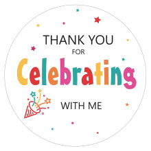 G2PLUS 5cm Thank You Stickers, 60PCS Waterproof Celebration Stickers, Confetti Thank You Favors for Birthday & Baby Shower Party Bags