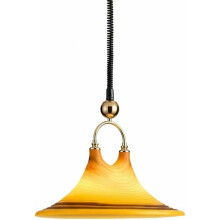 Pendant Light Nordic Yellow Striped Conical Shade with Brass Accent, Adjustable E27 LED