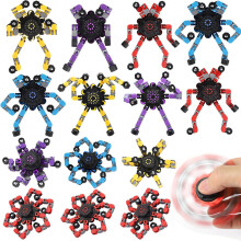 15 Pack Transformer Chain Robot Fidget Spinner Sensory Toy Stocking Stuffer for Kids Adults, DIY Deformation Mechanical Spinners Twister Fingertip Gy