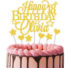 Personalised Custom Cake Topper with Any Name & Any Age Elegant Party Cake Decoration Gift for Milestone Birthdays and Special Celebrations