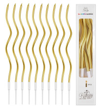 24 Pieces Gold Birthday Cake Candles,Spiral Cake Candles with Holders,15CM Long Twisty CupcakeCandles Topper for Birthday Wedding Baby Party Decorati