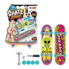 CRAZE SKATE Fingerboard Set Pack of 2 Finger Boards, Mini skateboards with Accessories - fidget toys for kids, Neon