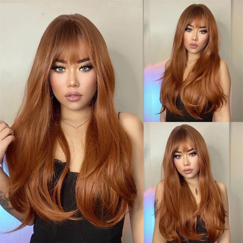 Unisex Synthetic Wigs For Women Long Wavy Wig With Natural Lace Hairline Heat Resistant For Daily Wear