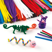 Baker Ross EV6832 Fluffy Soft Pipe Cleaners, Value Pack of Craft Supplies for Kids (Pack of 120), Assorted, 30cm