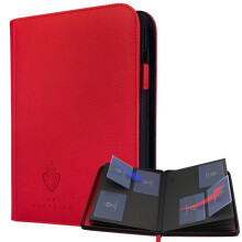 Card Guardian - Premium 4 Pocket Binder for 160 Cards (Red) | Zipper Closure and Side Loaded Pockets | Compatible with Trading & Sports Cards includi
