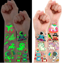 Leesgel Party Bag Fillers for Kids, 380 Styles(30 Sheets) Luminous Temporary Tattoos Stickers for Children Birthday Party Favours, Girls Boys Toys Ga
