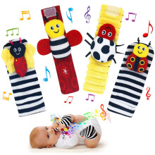 Adalex Global Baby Foot Finders Wrist Foot Rattles for Babies Baby Sensory Toys Socks Baby Rattle Gifts Toddler Newborn Girls Boys Boy Girl 0-3 3-6 6